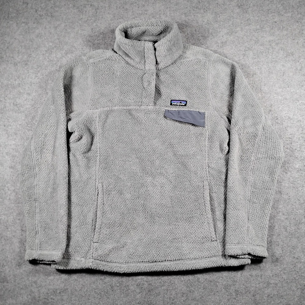 Patagonia Re-Tool Snap-T Women's Gray Deep Pile Fleece Pullover Jacket Size M